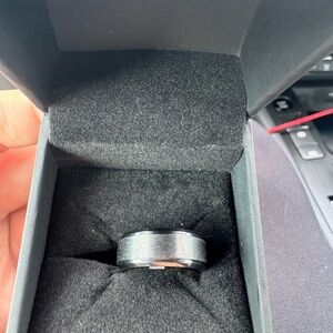 9.0mm Satin Beveled Edge Comfort Fit Black Titanium Wedding Band